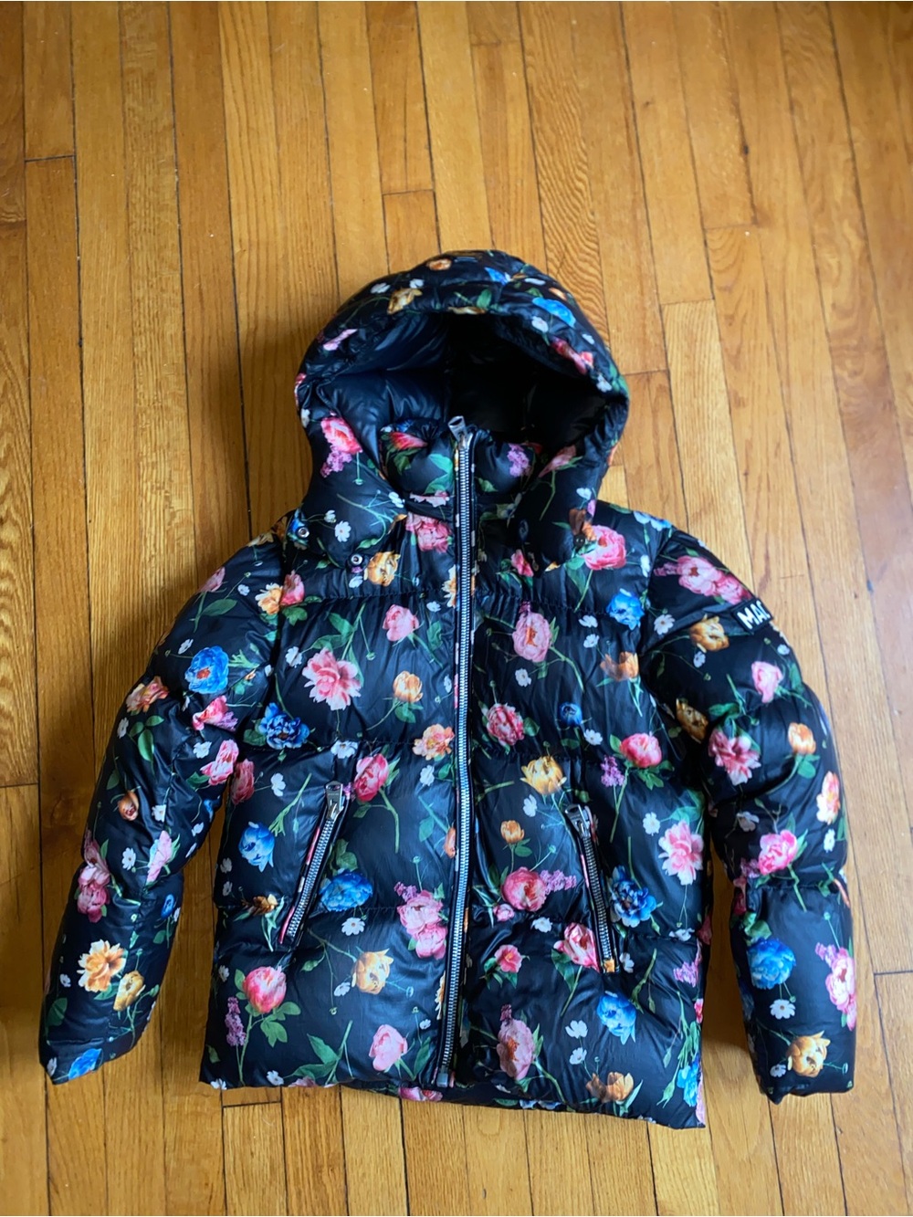 Mackage kids Floral hooded down puffer jacket